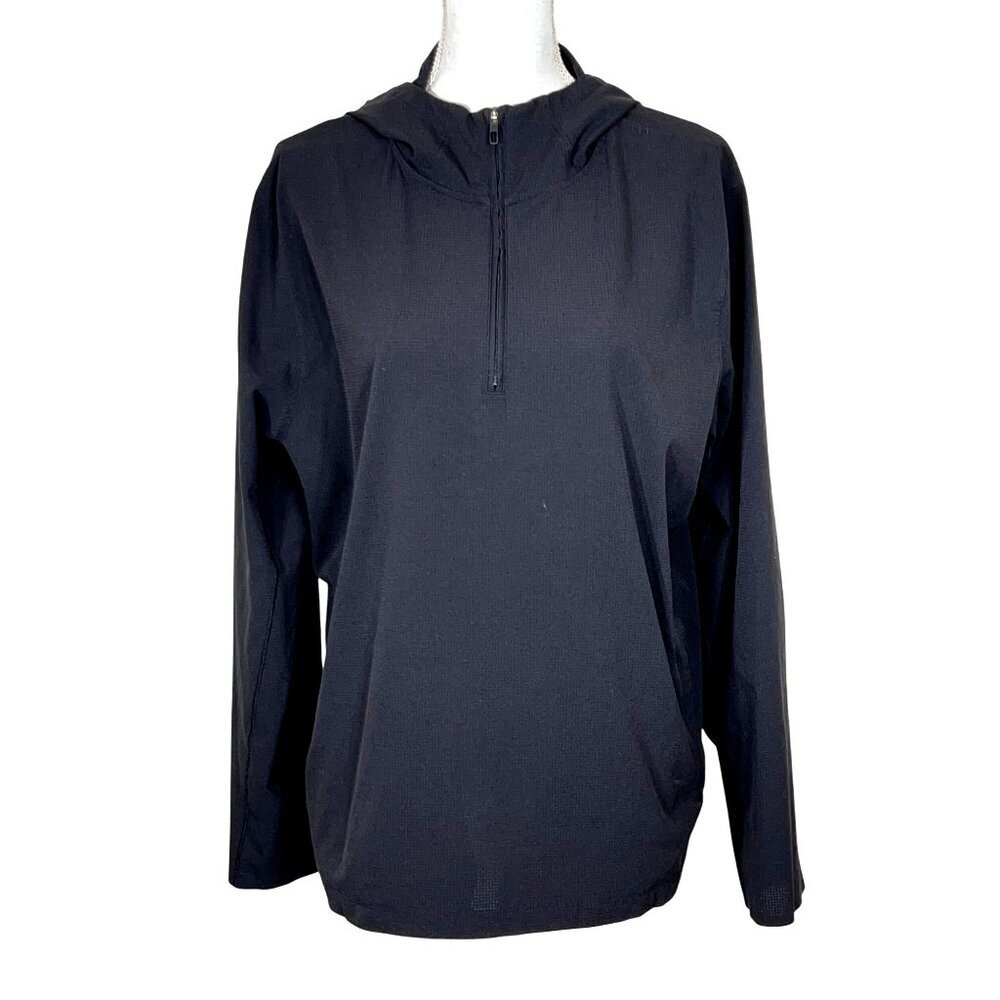 LULULEMON Men's Rise & Sweat Half Zip Hoodie Washed Black Sz L M3AH5S EUC